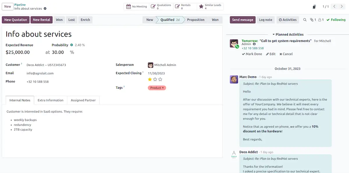 odoo CRM module
