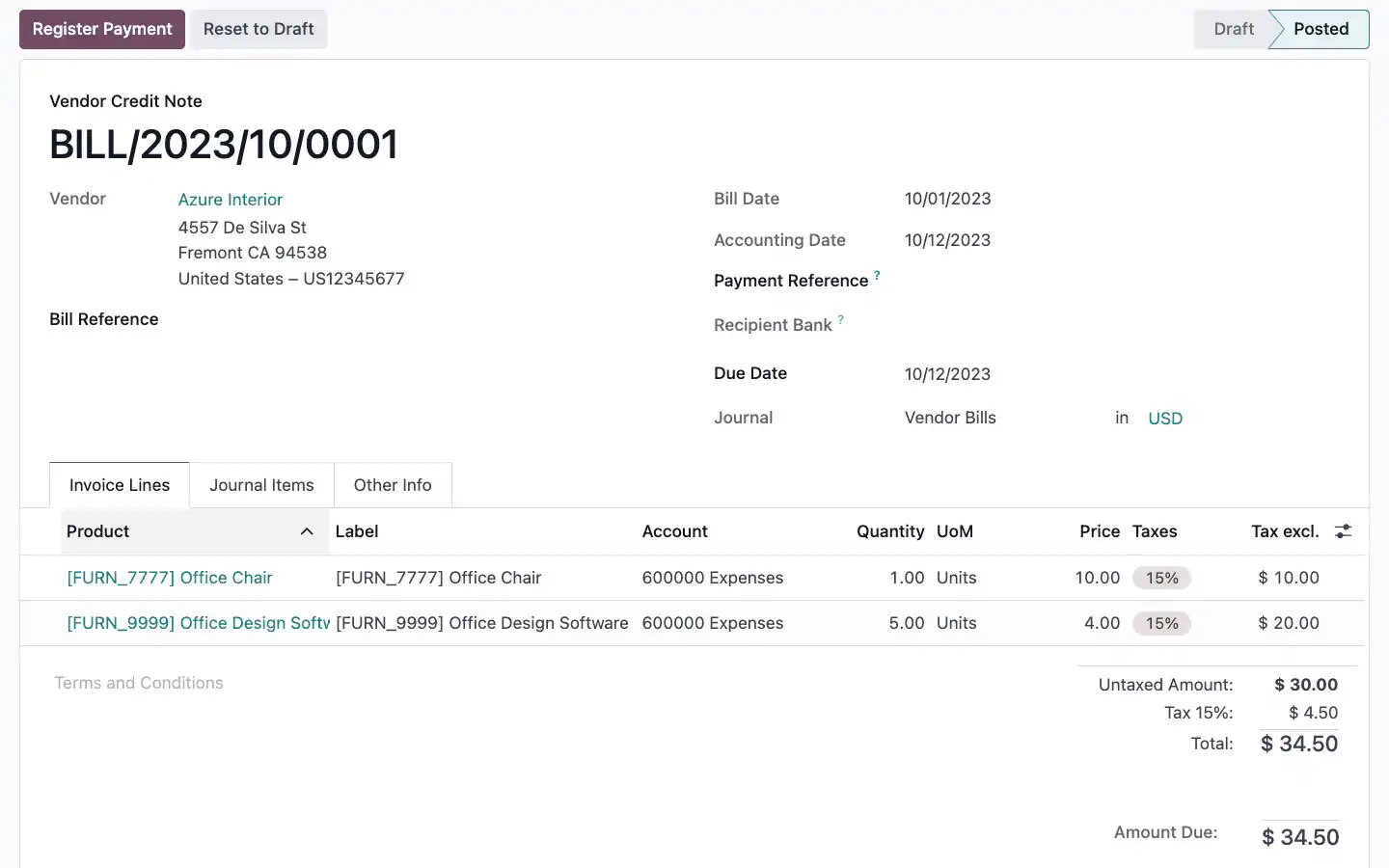 odoo Accouting module